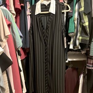 Nanette Lepore Black Pinstripe Midi Dress